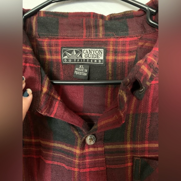 Men’s orange red black flannel - Picture 2 of 3